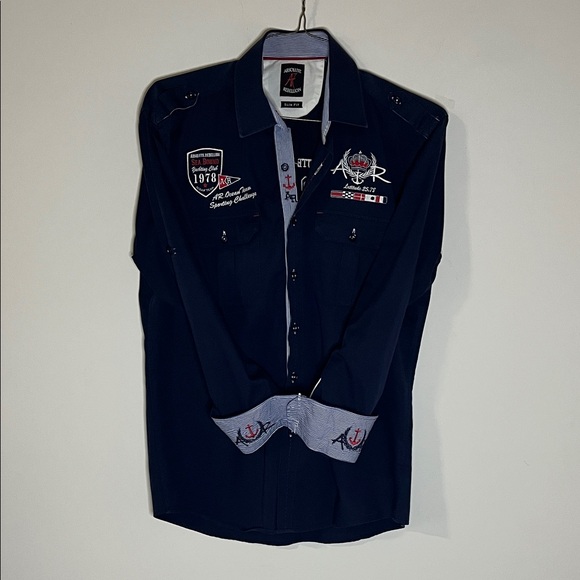 Absolute Rebellion Other - Absolute Rebellion Navy Blue Casual Button Down Shirt